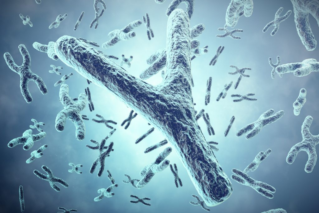 chromosome in the foreground scientific concept 3d illustration